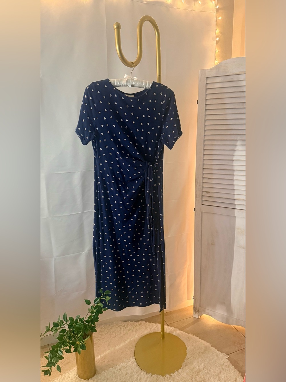 On 34th Navy Printed Midi Dress – Size L